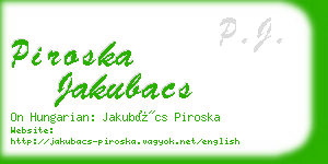 piroska jakubacs business card